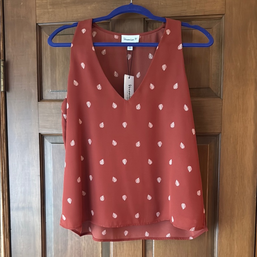 Veronica M Red Sleeveless Tank Top with V-Neckline
